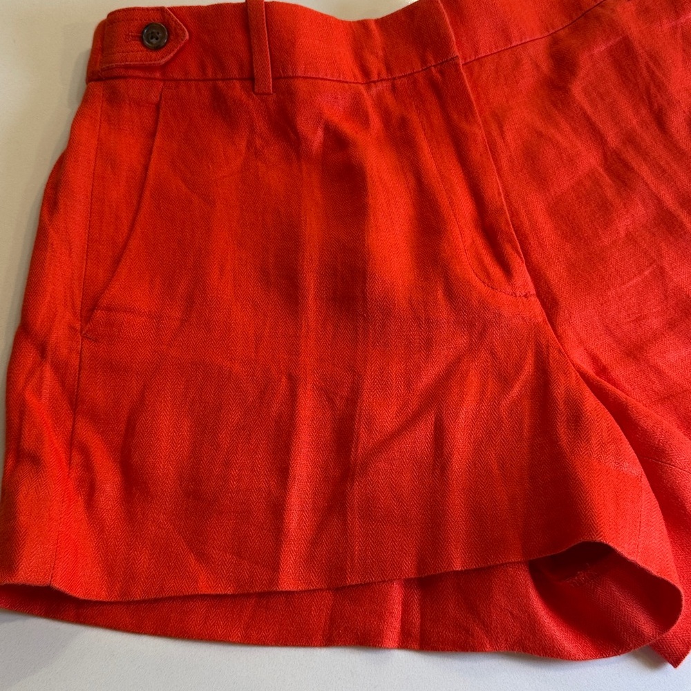 J. Crew 100% Linen High Waist Shorts. Coral/ Orange Size 8 - Picture 3 of 11
